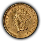 1856 G$1 Indian Princess Head Gold Dollar - Type 3 - Clash - Luster - AU - G6235