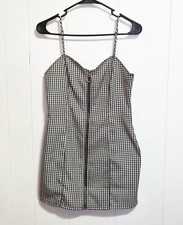 Forever 21 Womens XS Black and White Gingham Spagetti Strap Bodycon Dress