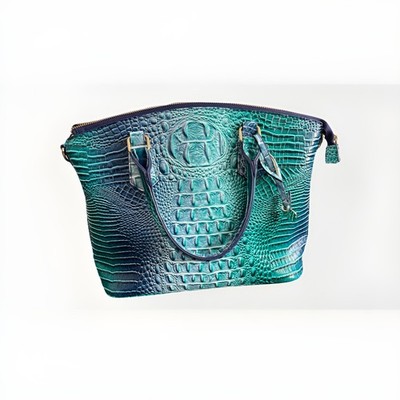 Beautiful Faux Crocodile Pattern Multicolored Purse / Satchel-Blue - Unique