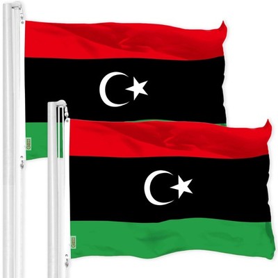 G128 2 Pack Libya Libyan Flag 3x5 Ft LiteWeave Pro Series Printed 150D Polyester