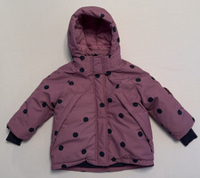 ZARA Girls Sz 3-4yrs Purple Navy Polka Dots Winter Jacket Coat