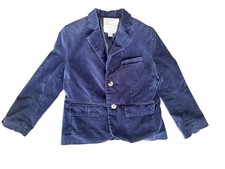 Janie And Jack Navy Blue Velvet Blazer Boys Size 5 Lined Preppy Suit Jacket