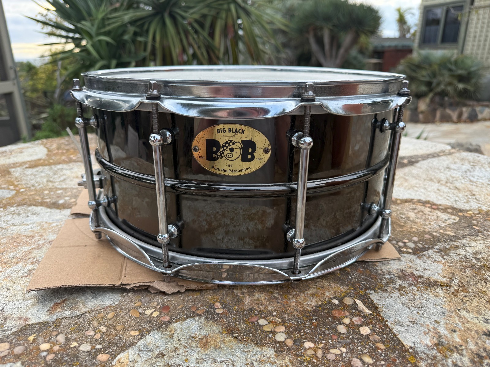 Pork Pie Percussion Little Squealer Big Black Brass Snare Drum - 6.5 x 14 inch