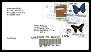 Mayfairstamps Costa Rica Butterfly Stamps Registered Cover to USA dda_11199