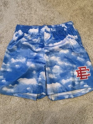 Eric Emanuel EE Men's XL Mesh Basketball Shorts Blue/White Cloud Print
