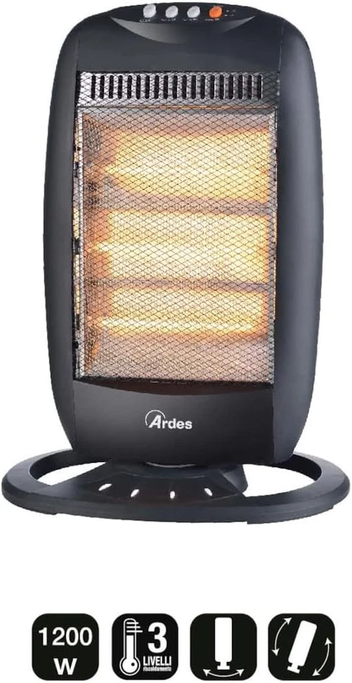 - AR454B HALO 12 Stufa Alogena Oscillante 3 Elementi - Stufetta Alogena Basso Co - Immagine 3 di 4