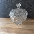 Lead Crystal Covered Candy Dish Pinwheel Star Cut 1960S Vintage Made In Poland