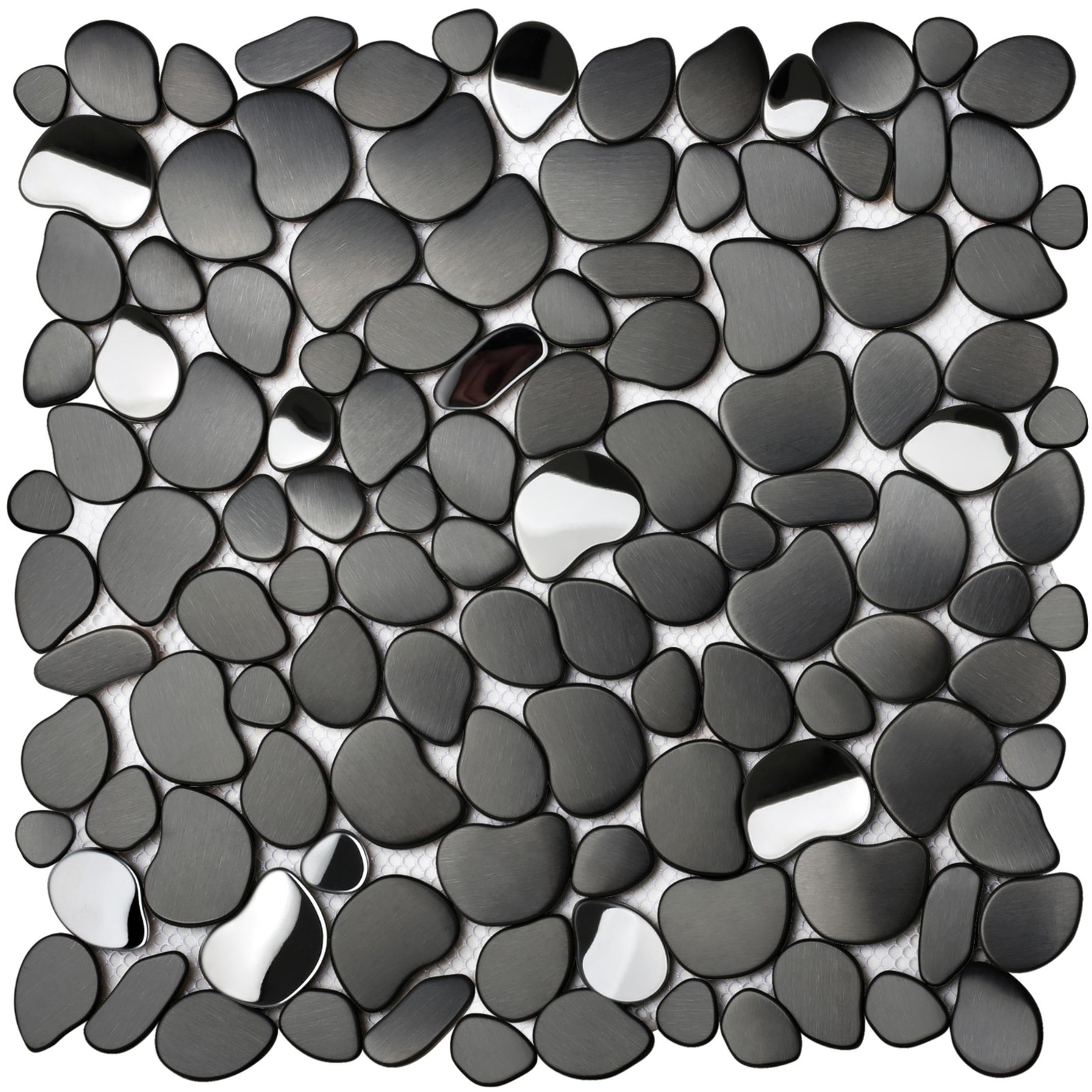 Black Pebble Metal Mosaic Tile for Kitchen Backsplash and Bathroom