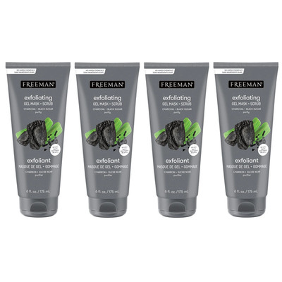 4x Freeman Charcoal Black Sugar Polishing Mask Scrub 175ml Vegan Detox