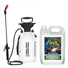 FLASH Outdoor Disinfectant and Cleaner, 5L with 5L Garden Sprayer, Black Fluid