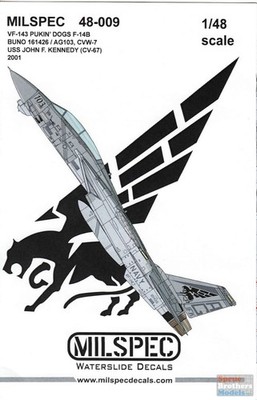 CAMMS48009 1:48 MilSpec Decals - F-14B Tomcat VF-143 Pukin' Dogs CVW-7 USS John