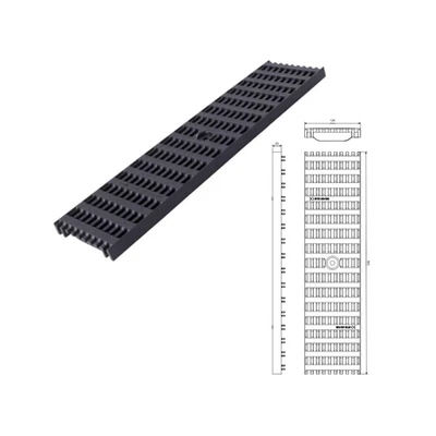 DOMELO Kunststoffrost 0,5 Meter - B125 - 12,5 Tonnen belastbar für Entwässerungsrinne