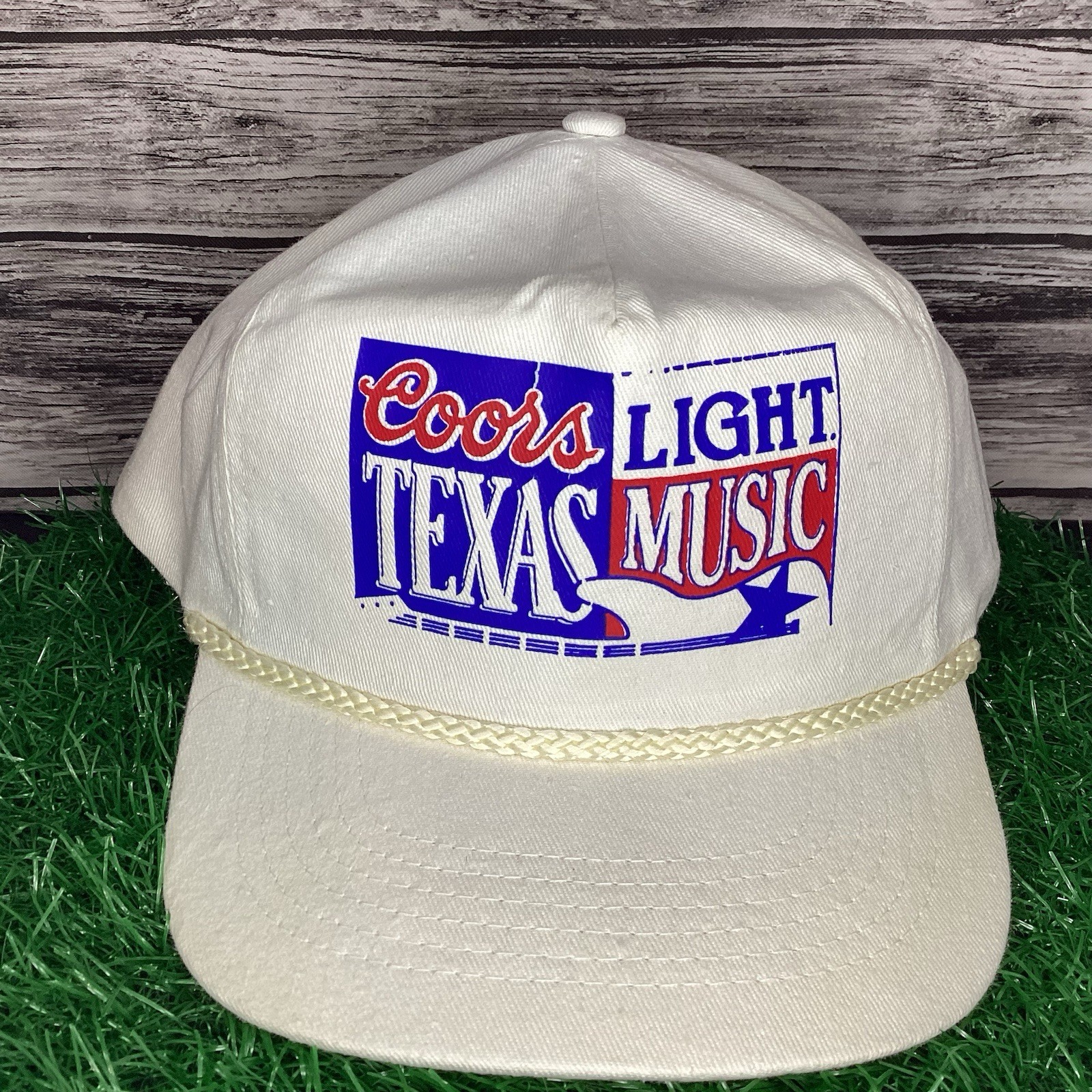 Vintage 90s Coors Light Snapback Hat White Adjustable Texas Music Graphic Cap