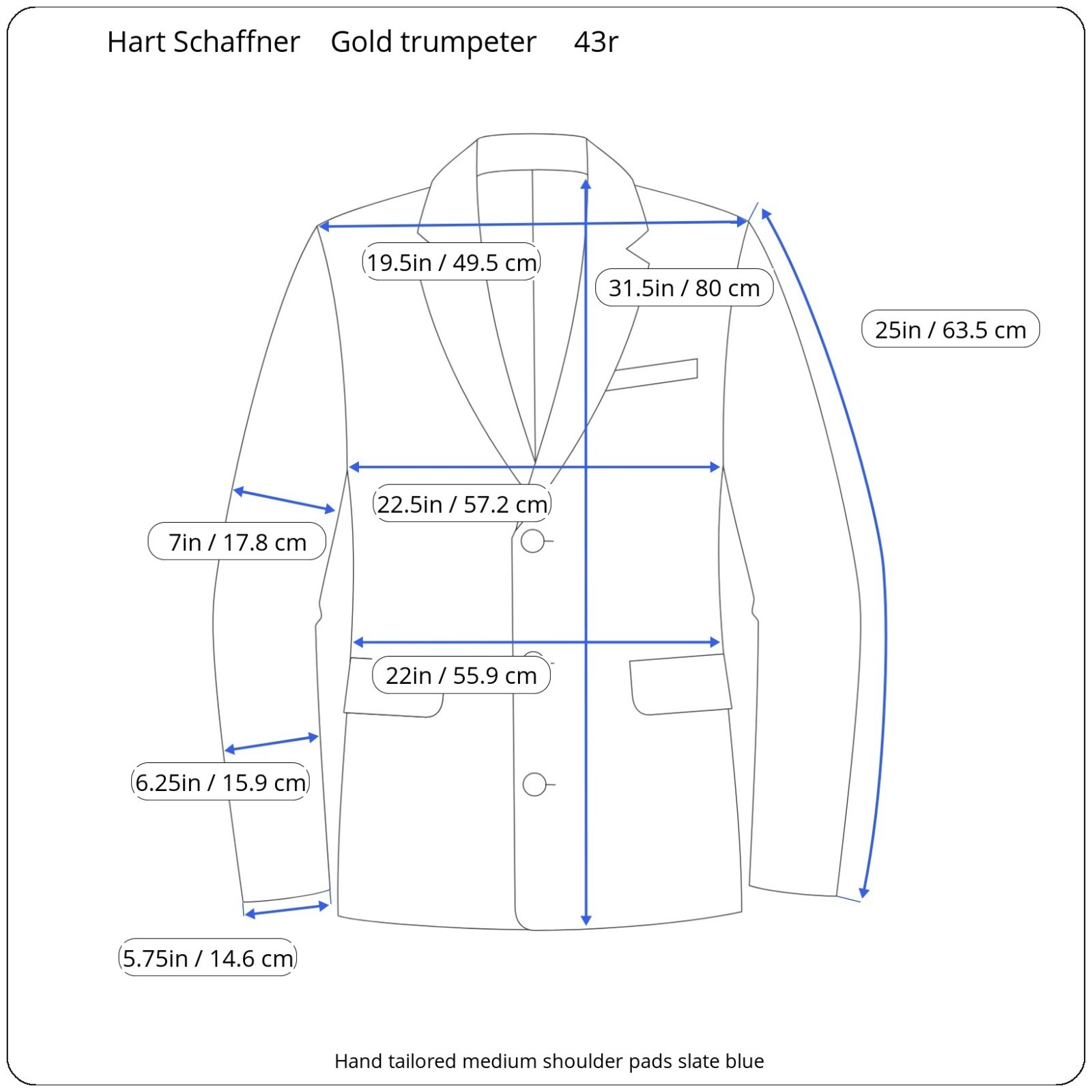 Hart Schaffner Marx Suit 43r 37x32 Gold Trumpeter Slate Blue Glenplaid Tailored 