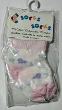 Vintage NOS 0-3 Months Infant Baby Socks Stretch Fit 65/20/15 Pink Purple New