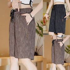 Casual Summer Striped Pants for Men Lightweight Calf Length Shorts for Comfort