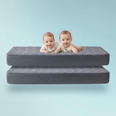 Sleep Zone Cooling Crib Mattress Protector Waterproof 2 Pack, Quilted Soft To...