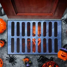 3D Illusion Clown Door Mat, Horror 0" X (Rectangular), Grey