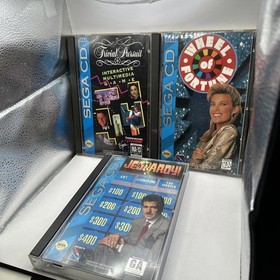 Jeopardy Wheel Of Fortune Trivial Pursuit SEGA CD LOT Bundle CIB Reg Card Poster