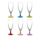 Set Of 6 160ml Glass Champagne Flutes Coloured Stem Wedding Party Glasses Wine