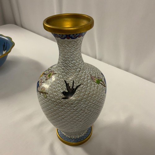 Antique Vintage Chinese Cloisonné Enamel Vase and bowl ( anh 29 ) - Bild 5 von 7