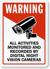 Recorded Warning Sign Aluminum Weatherproof Outdoor Security Metal 8x12