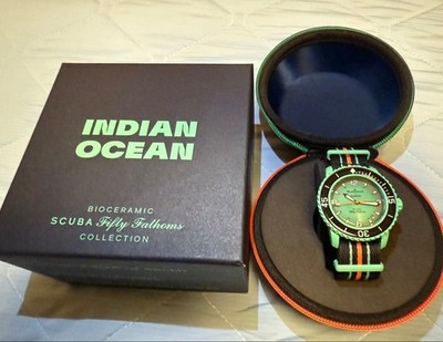 [Blancpain x swatch] Indian Ocean SO35I100 Green Sistem51 [USED] with BOX