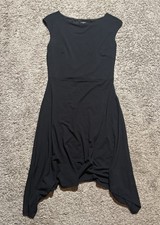 Ann Taylor Black Midi Handkerchief hem Dress Size XS