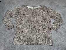 Lilly Pulitzer Shirt Womens Large Cheetah Animal Print 3/4 Sleeve Funky Mob Wife