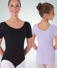 Body Wrappers BWP222 Black Women's XSmall 2-4 Short Sleeve Ballet Cut Leotard