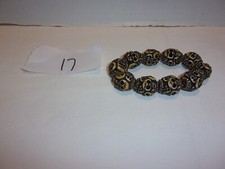 SKULL FACE WOODEN STRETCH BRACELET 1/2 IN. SKULLS- HALLOWEEN- GOTH-METAL-PUNK