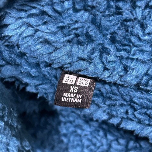Uniqlo Oversized Teal Sherpa Fleece Full-Zip Jacket Plush Winter Womens XS - Picture 8 of 9