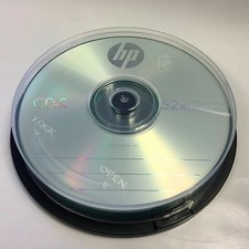 10-Pack 52X HP Logo CD-R Blank Recordable Disc Media 80Min Cake Box