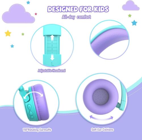 Gorsun Bluetooth Niños Auriculares 85dB Regulador de Volumen Micrófono Plegable, Niño - Imagen 24 de 29