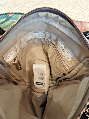 Lesportsac Shellie Gray, Taupe, Cream Crossbody Paisley Print Adjustable Bag NWT - Picture 6 of 7