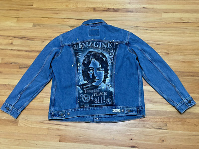 Veste homme Levis camionneur offres boutonnée John Lennon Imagine Peace denim XL bleu