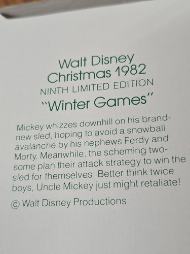 Walt Disney Christmas 1982 9th Limited Ed. Winter Games Glass Mickey Ornament - Picture 11 of 11