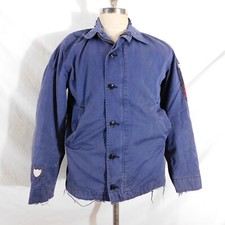 READ Vietnam War USN Original Navy N-4 Blue Deck Jacket Distressed.