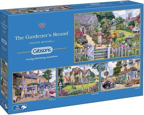 NEW Gibsons Jigsaw Puzzle Game 4 x 500 Pieces Tiles "The Gardener's Round" - Picture 1 of 5