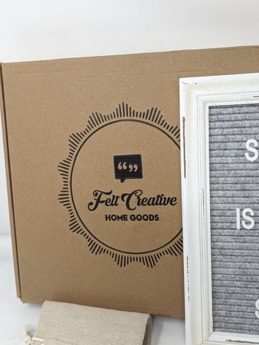 Felt Creative Home Goods Gray Felt Letter Board Sign w/Rustic Wood White Frame - Picture 3 of 6