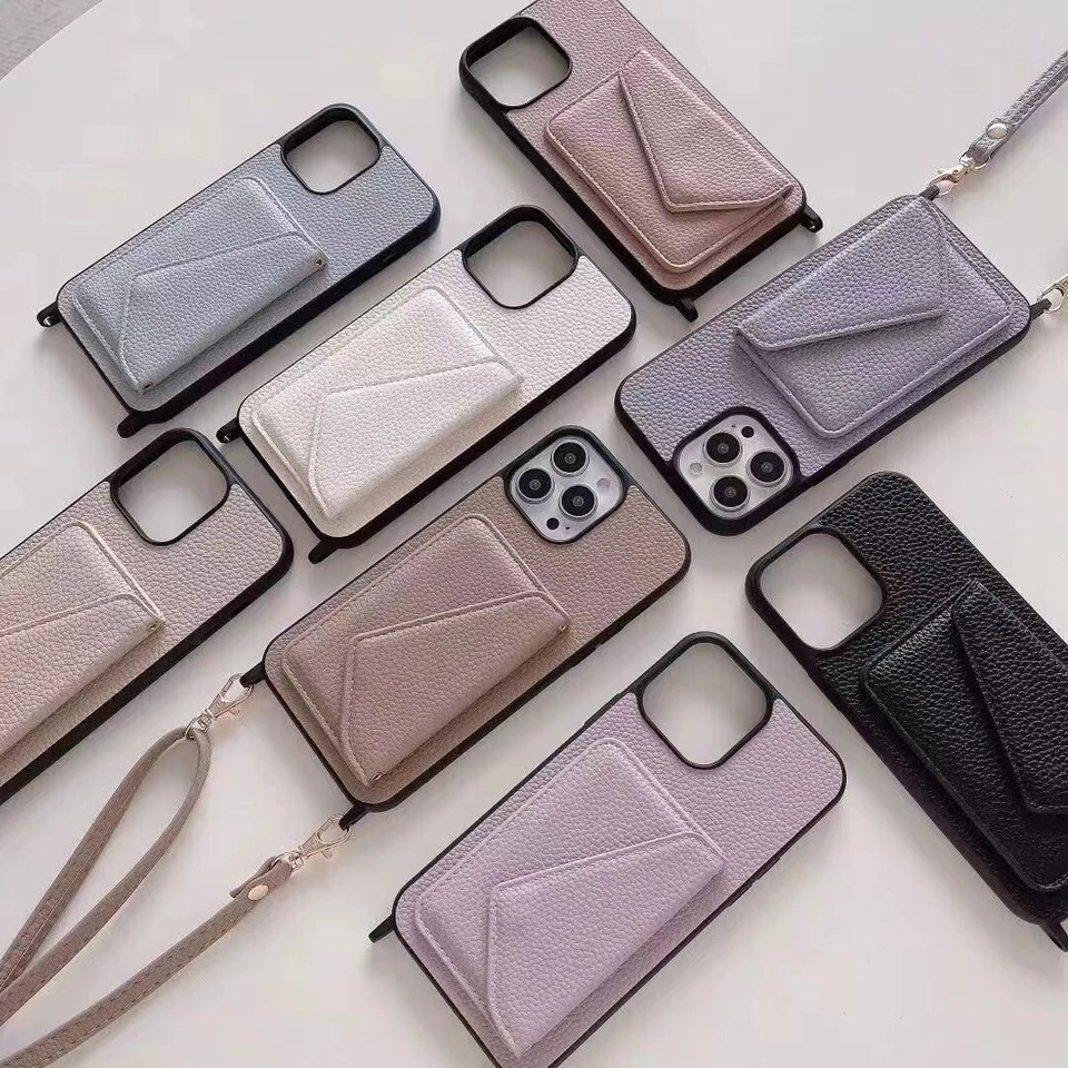 Lanyard Case With Card Wallet For iPhone 16 Pro Max 15 14 13 12 11 Leather Cover - Image 3 of 4