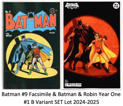 Batman #9 Facsimile & Batman & Robin Year One #1 B Variant SET Lot