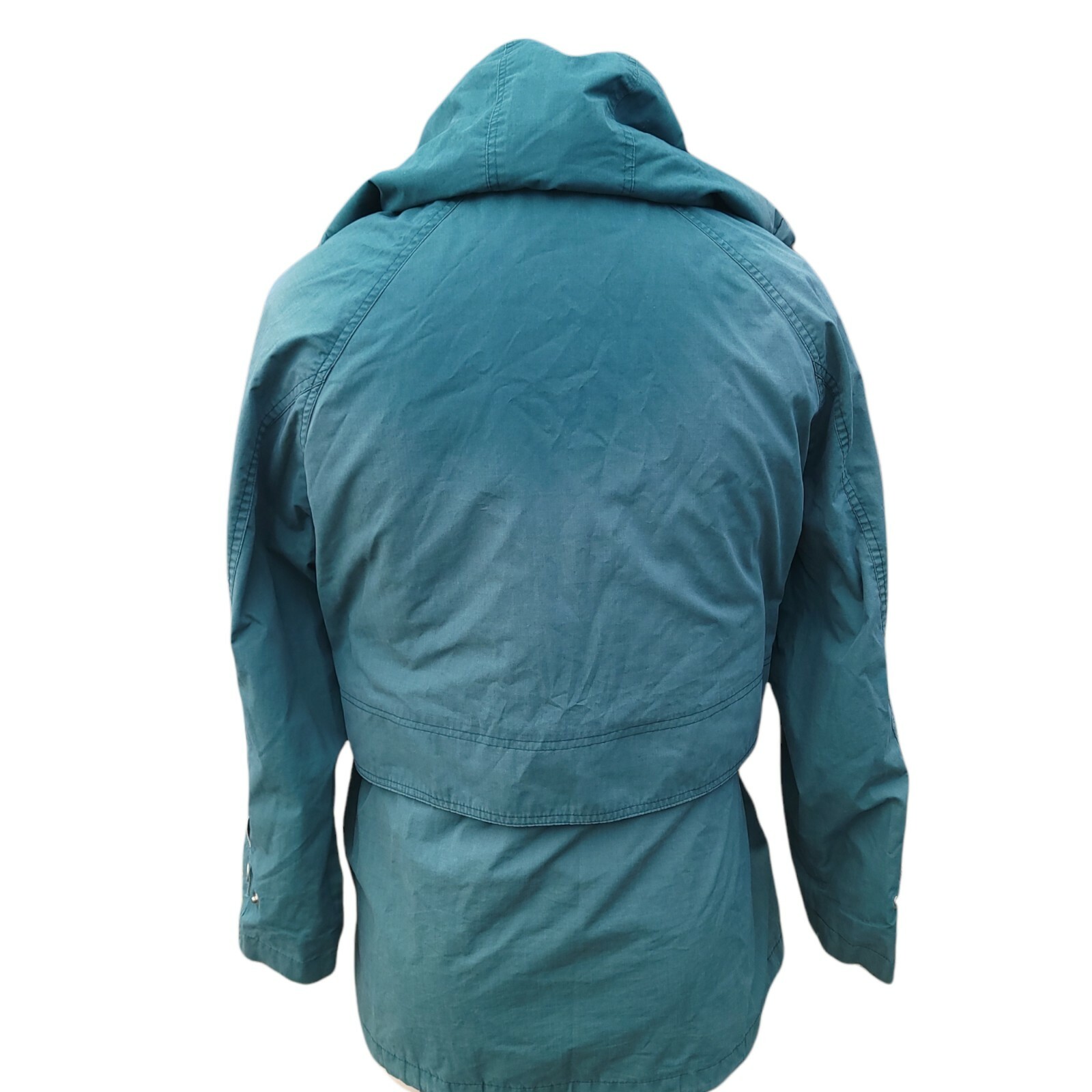 London Fog Rain Jacket Womens L Green Pockets Full Zip Removable Hood