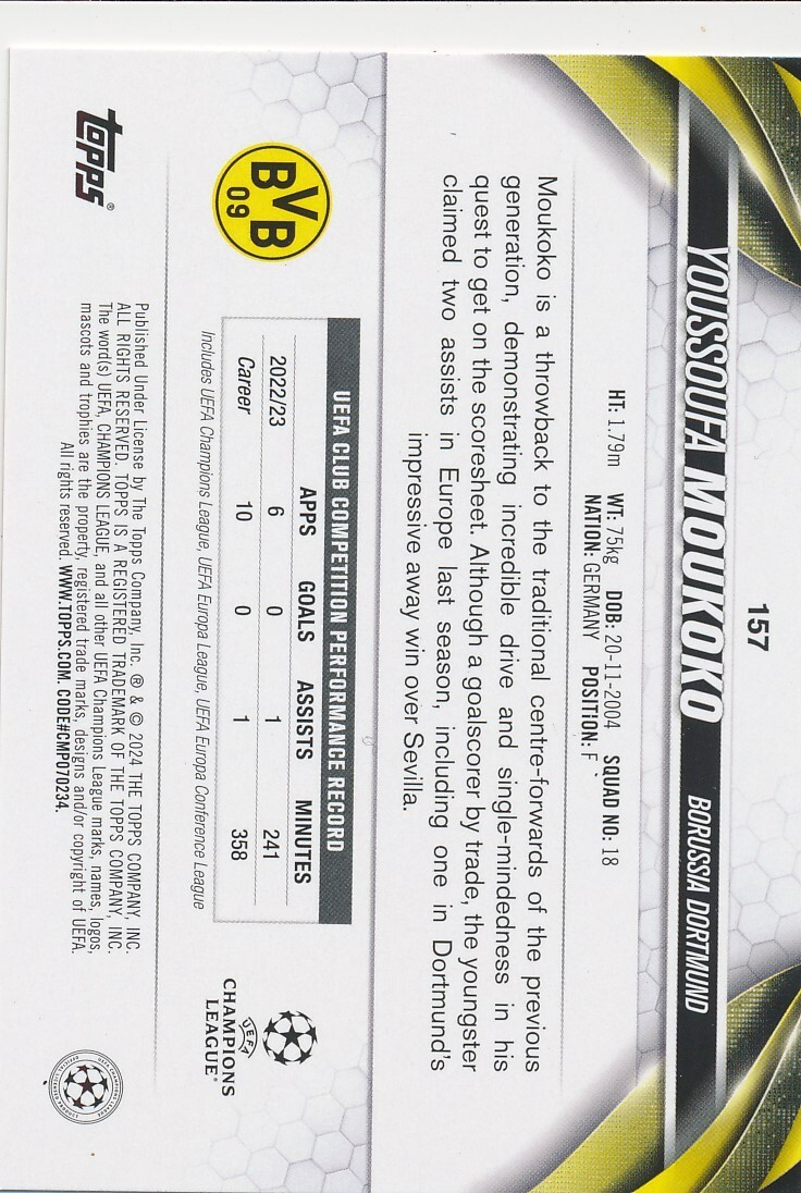 youssoufa moukoko ルーキーカード75枚限定1枚有り！ Youssoufa Moukoko 2020 Topps Now Bundesliga #45 Base (Print