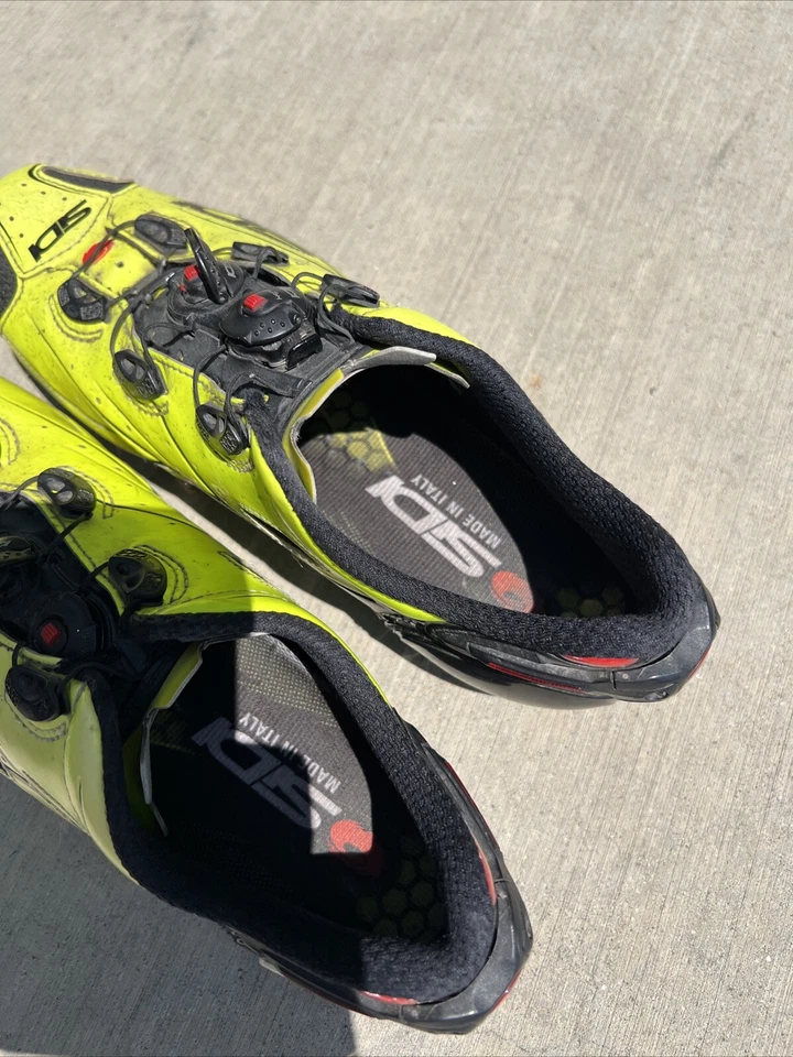 SIDI SHOT CARBON VENT SUELA DE CARBONO Zapatos de Ciclismo de Carretera para Hombre, Amarillo, Talla 42 Eur Foto 2 de 4