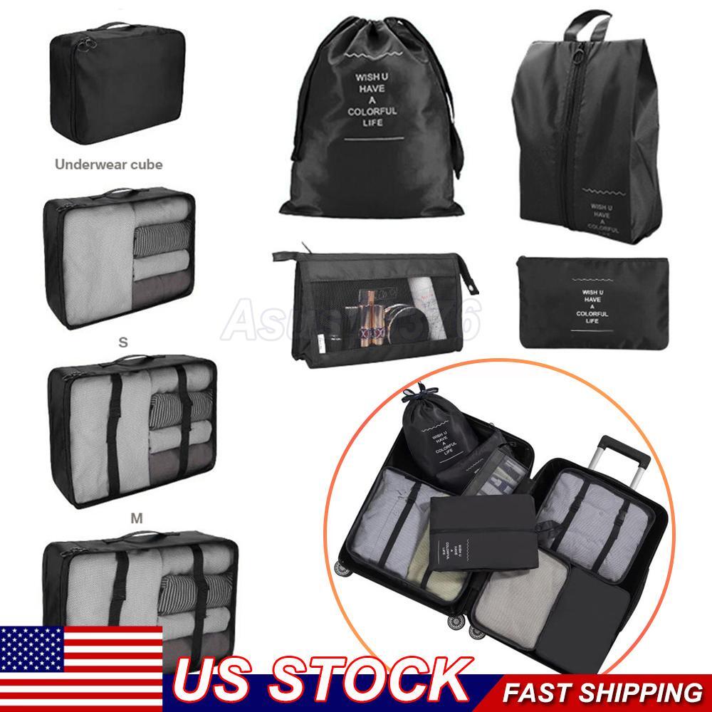 Packing Cubes Travel Luggage Storage Organiser Compression Suitcase Large 8 PCS.-image