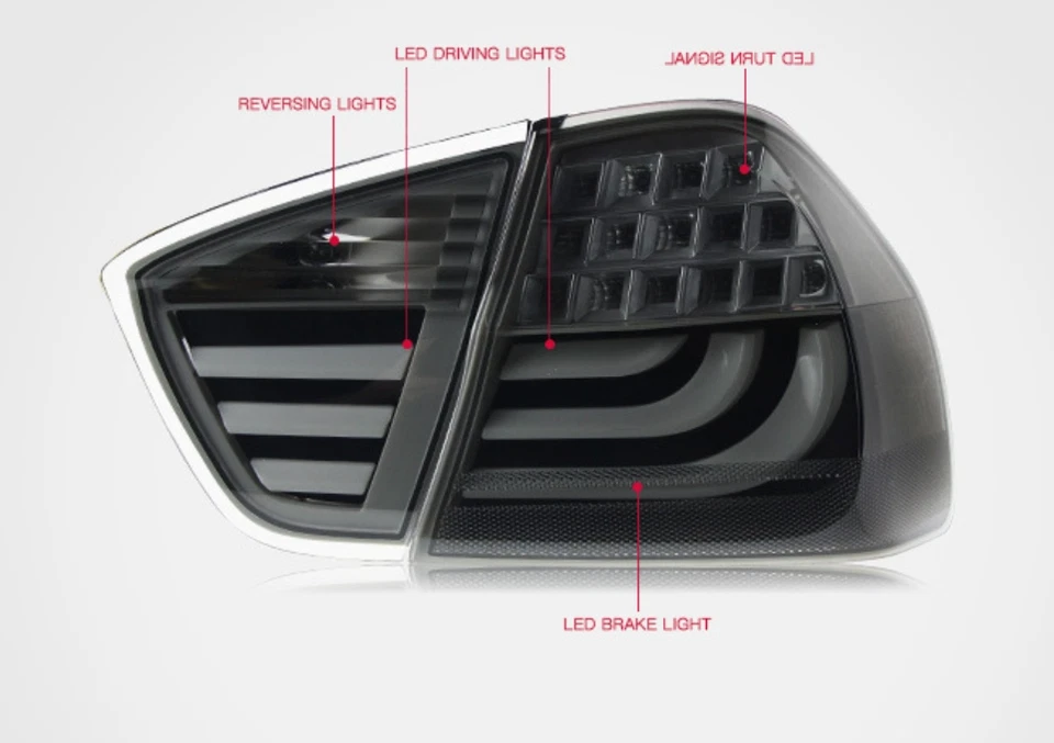 Lámpara de luces traseras LED de actualización 4 piezas para BMW Serie 3 E90 320i 325i 335i 323i negra Foto 2 de 4