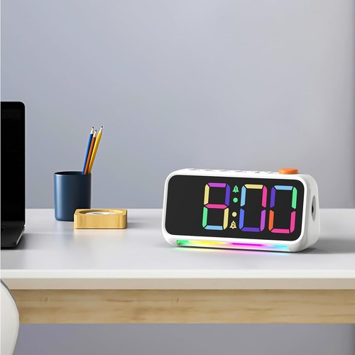 Sveglia Digitale per Bambini con Luce Notturna Rgb, 12/24 Ore - Foto 8 di 9