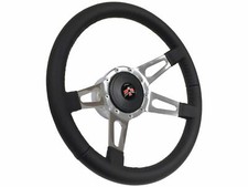 1967-68 Pontiac Firebird 9-bolt Black Leather Steering Wheel Kit Red Emblem