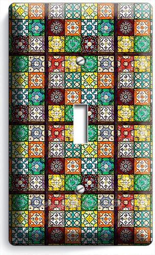 COLORFUL SMALL MEXICAN TILES STYLE LIGHT SWITCH OUTLET WALL PLATES KITCHEN DECOR - Picture 3 of 34